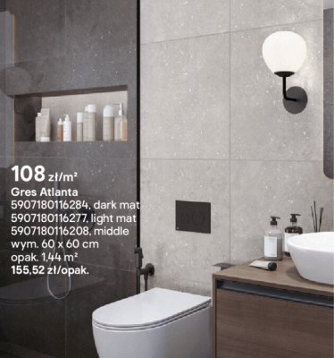 Płytki Gres Atlanta dark mat/light mat/middle 60x60cm promocja w Castorama