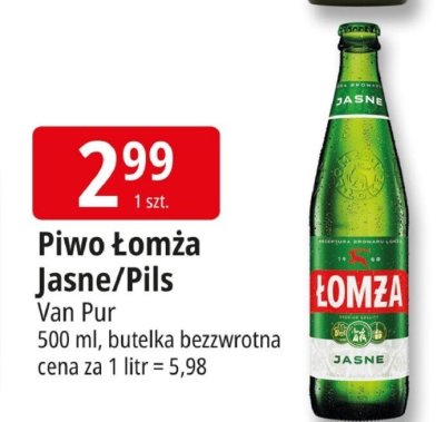 Piwo Łomża Jasne/Pils Van Pur promocja w Leclerc
