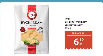 Ser żółty Ryki Edam Exclusive plastry 135 g promocja w Biedronka