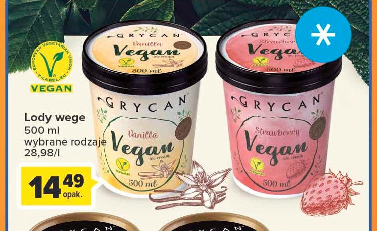 Lody waniliowe Grycan vegan promocje