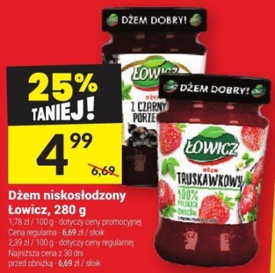 Dżem niskosłodzony Łowicz, 280 g promocja w Twój Market