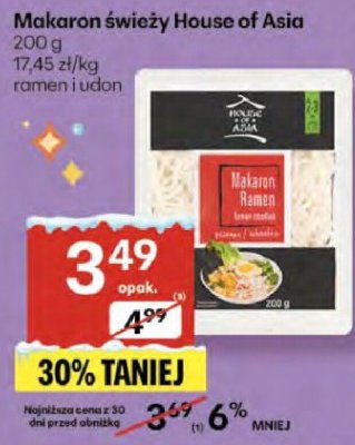 Makaron świeży House of Asia ramen i udon promocja w Delikatesy Centrum