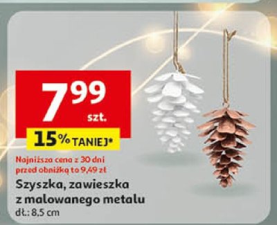 Szyszka, zawieszka z malowanego metalu, dł. 8.5 cm promocja w Auchan