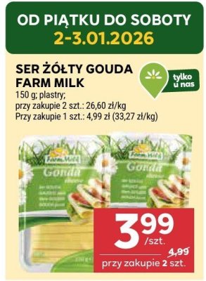 Ser żółty Gouda Farm Milk promocja w Stokrotka