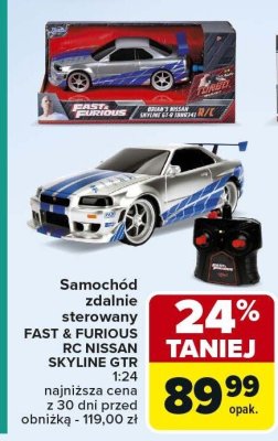 Samochód zdalnie sterowany FAST & FURIOUS RC NISSAN SKYLINE GTR 1:24 promocja w Carrefour Market