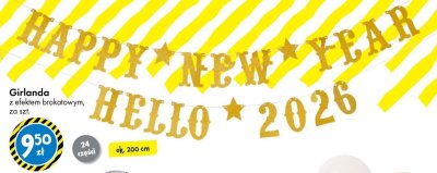 Girlanda Happy New Year z efektem brokatowym promocja w Tedi