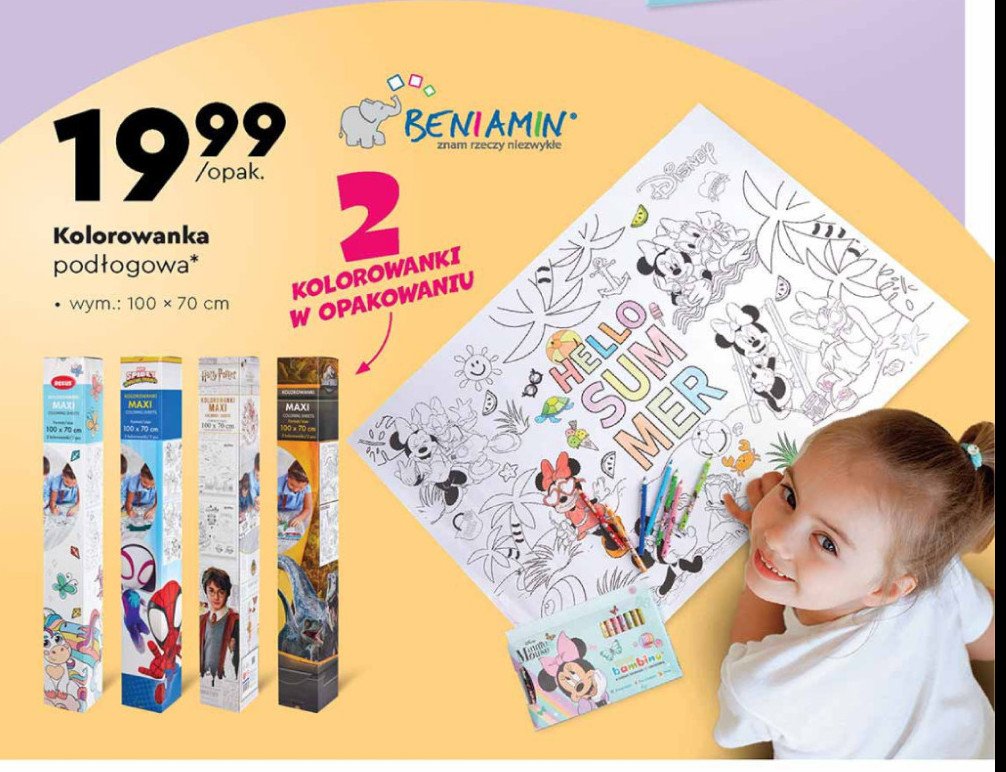 Kolorowanka pod艂ogowa 100 x 70 cm spider-man Beniamin Beniamin mn promocja
