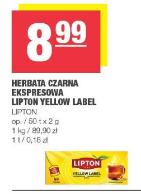 Herbata czarna ekspresowa lipton yellow label LIPTON promocja w SPAR