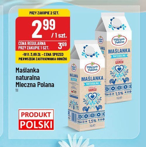 Maślanka naturalna Mleczna polana promocja