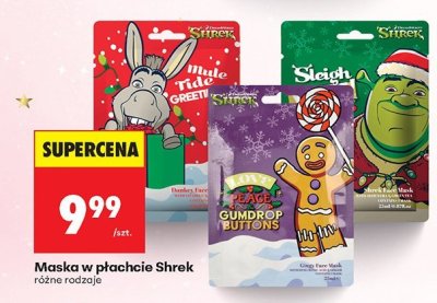 Maska w płachcie Shrek różne rodzaje promocja w Biedronka