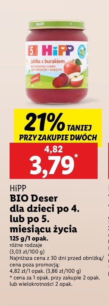 Jabłka z burakiem Hipp bio promocja w Lidl