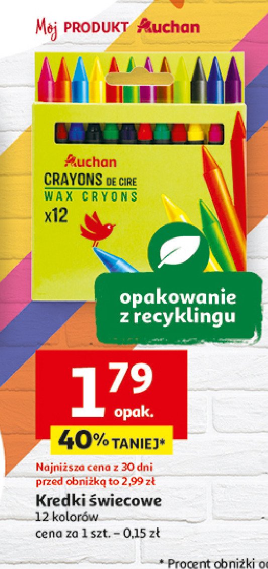 Kredki świecowe Auchan promocja