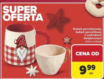 Kubek porcelanowy, kubek porcelitowy z nadrukiem świątecznym, różne rodzaje Carrefour promocja w Carrefour