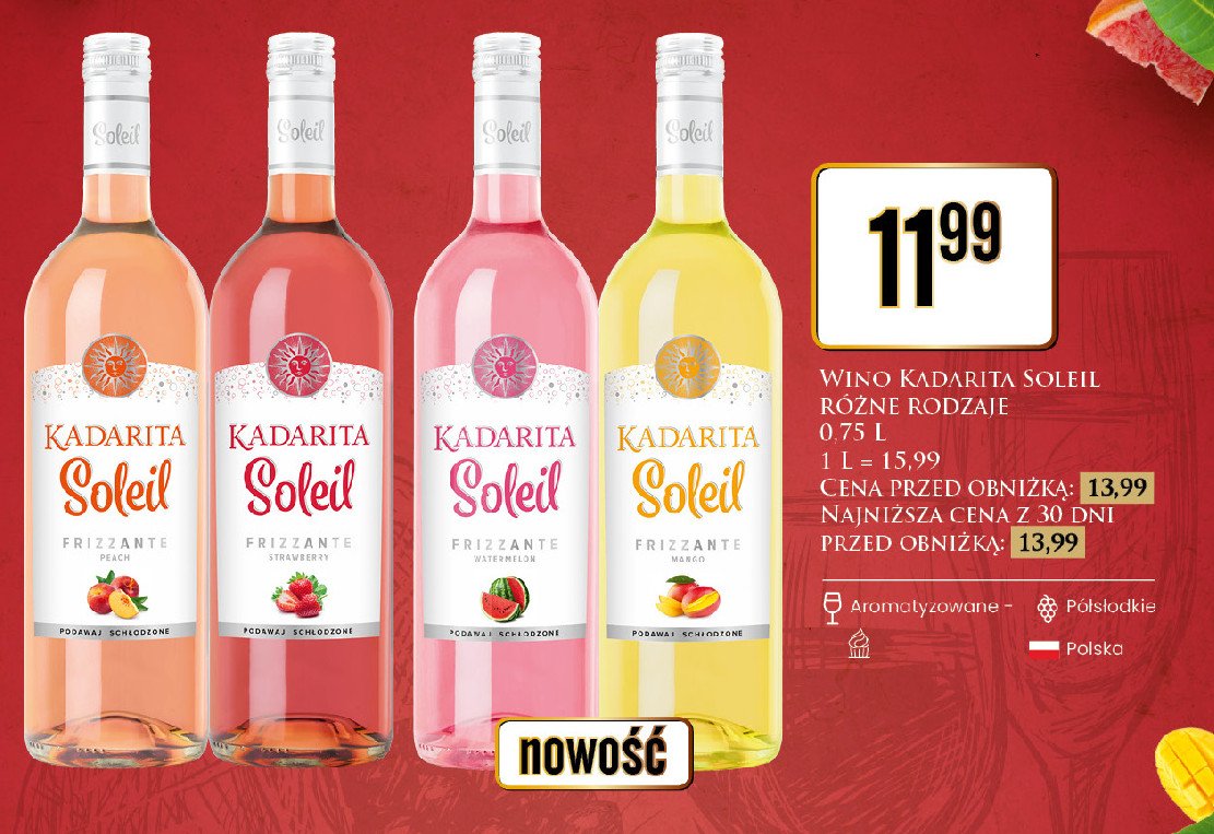 Wino KADARITA SOLEIL FRIZANTE STRAWBERRY promocja