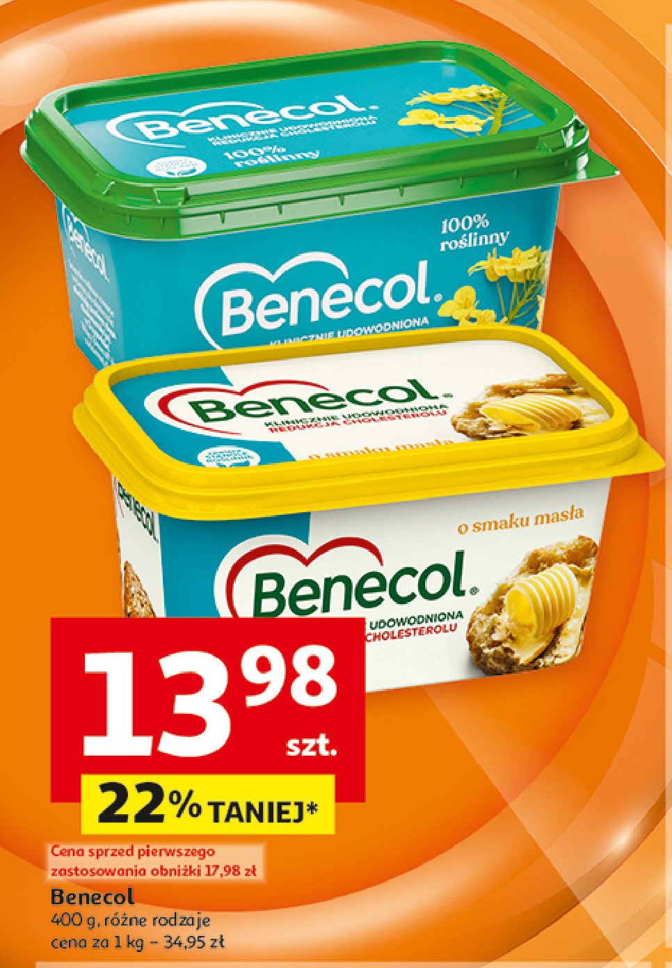 Margaryna 100% roślinna Benecol Benecol raisio promocja w Auchan