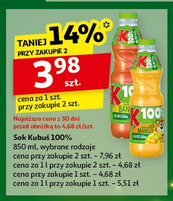 Sok jabłko-banan-marchew-mango Kubuś 100% sok promocja