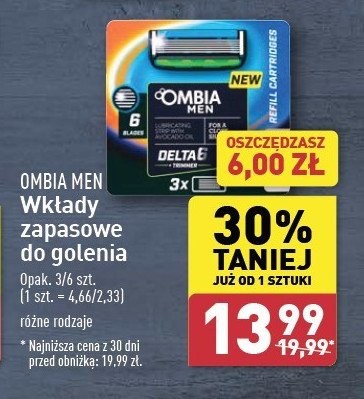 Wkłady zapasowe 6-ostrzy Ombia promocja w Aldi