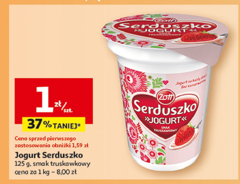 Jogurt truskawka Zott serduszko promocja w Auchan