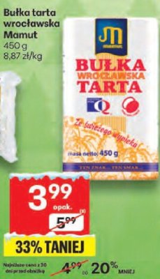 Bułka tarta wrocławska Mamut promocja w Delikatesy Centrum