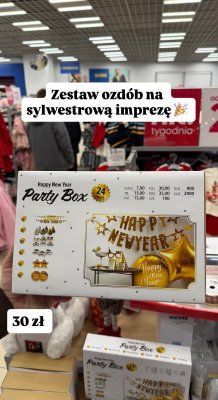 Party Box Happy New Year - zestaw ozdób na sylwestrowa, 24 elementy Pepco promocja w Pepco