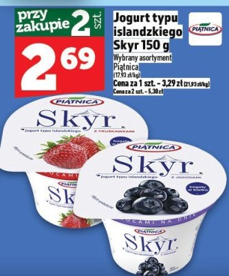 Jogurt typu islandzkiego Skyr Piątnica 150 g promocja w TOPAZ