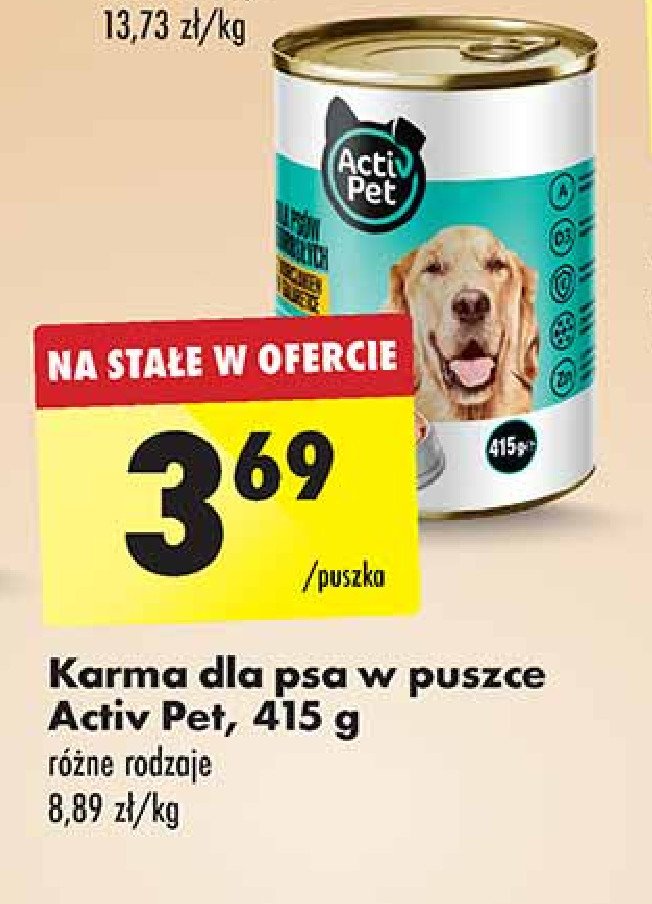 Karma dla psa z kurczakiem w galarecie Activ pet promocja w Biedronka