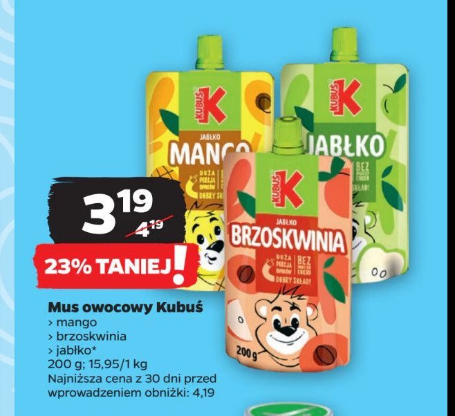 Mus jabłko Kubuś mus 100% promocja