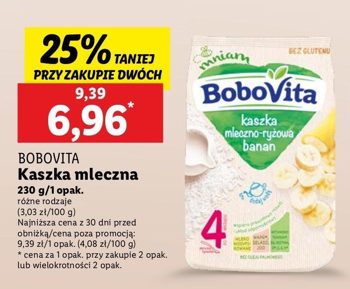 Kaszka mleczno- ryżowa z bananami Bobovita promocja