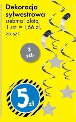 Dekoracja sylwestrowa srebrna i złota promocja w Tedi