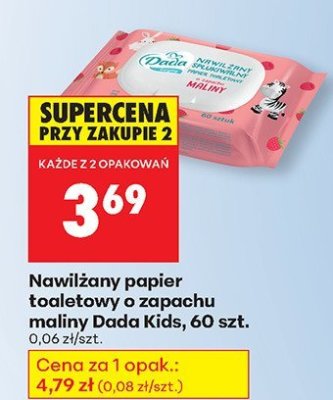 Nawilżany papier toaletowy o zapachu maliny 60 szt. promocja w Biedronka