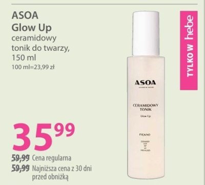 Tonik do twarzy ASOA Glow Up ceramidowy tonik do twarzy promocja w Hebe