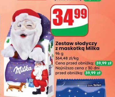 Zestaw słodyczy z maskotką Milka promocja w Dino