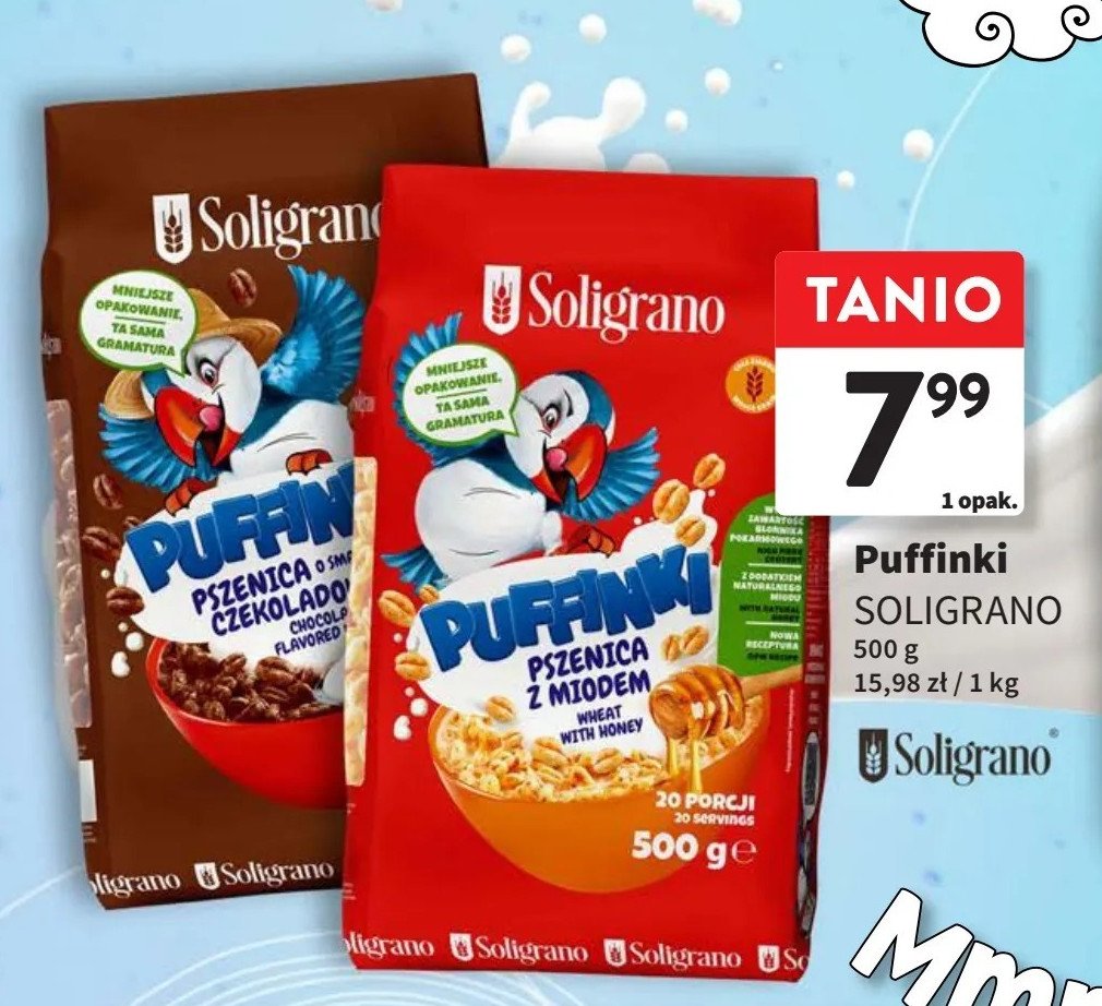 Płatki czekoladowe puffinki Soligrano promocja