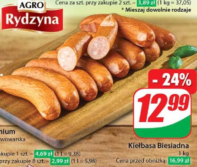 Kiełbasa biesiadna Agro rydzyna promocja w Dino