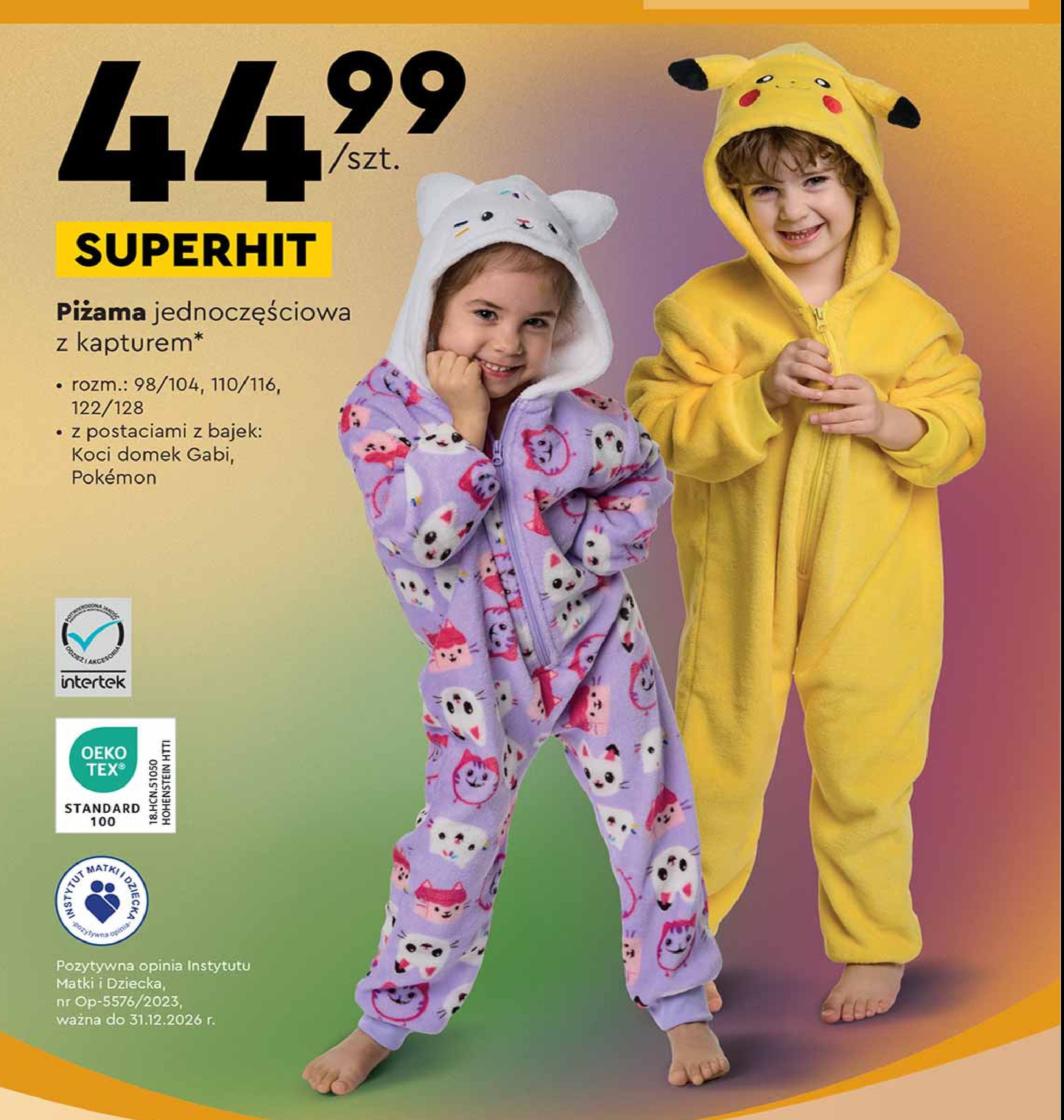 Piżama dziecięca jednoczęściowa 98-128 pokemon promocja