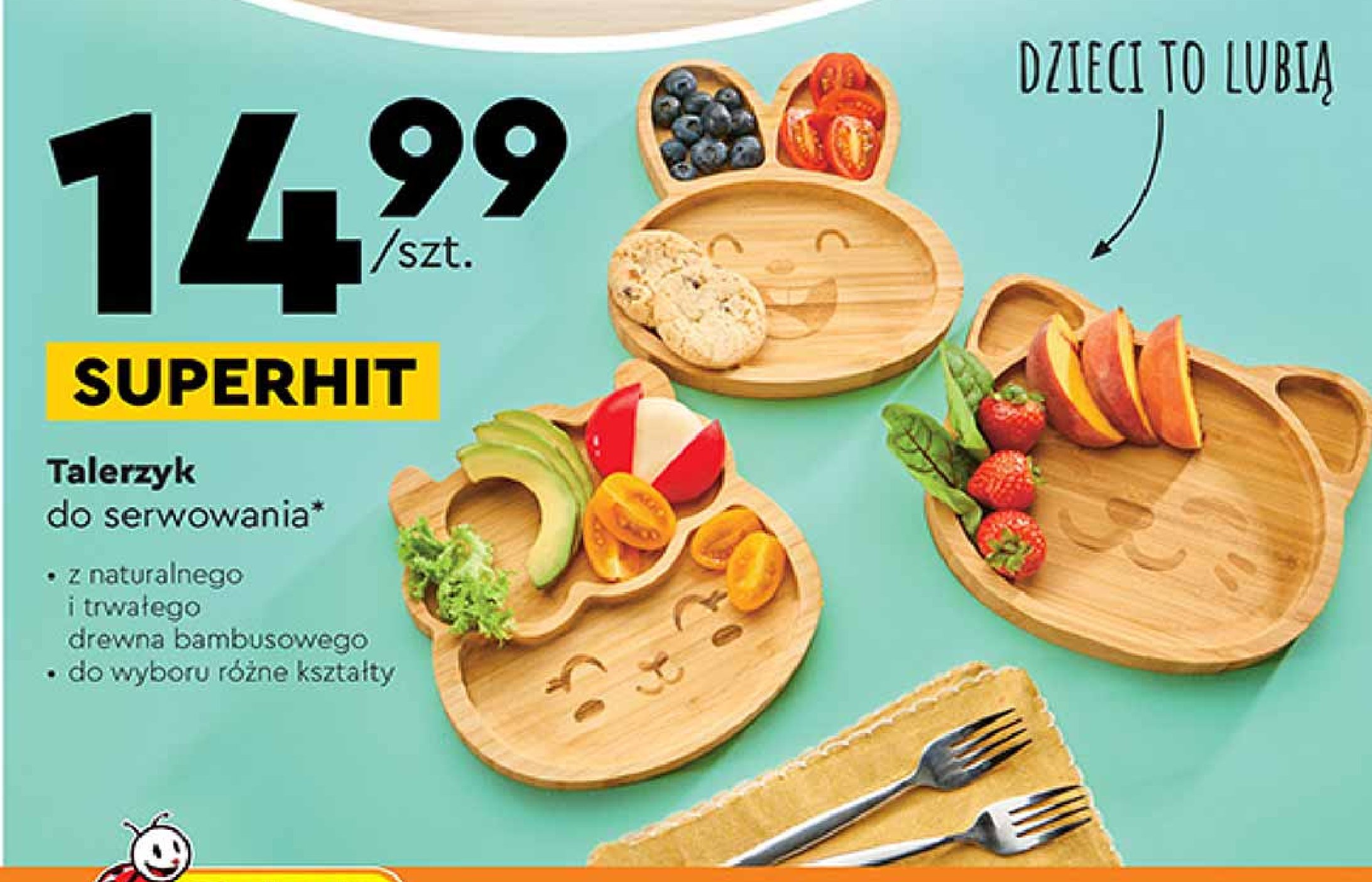 Talerzyk do serwowania z drewna dla dzieci promocja
