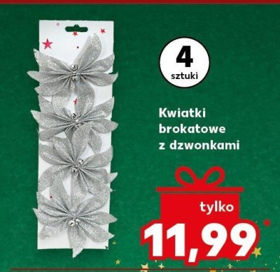Kwiatki brokatowe z dzwonkami 4 sztuki promocja w Kaufland