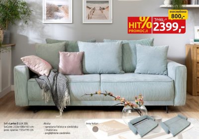 Sofa Larisa 2 LUX 3DL promocja w Black Red White