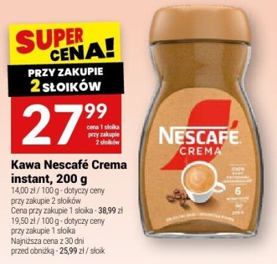 Kawa Nescafe Crema instant, 200 g promocja w Twój Market