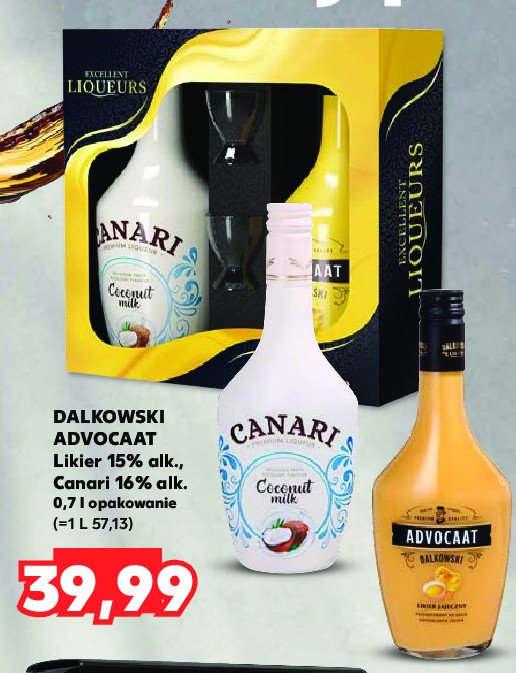 Likier + kieliszek Canari coconut-milk + dalkowski promocja