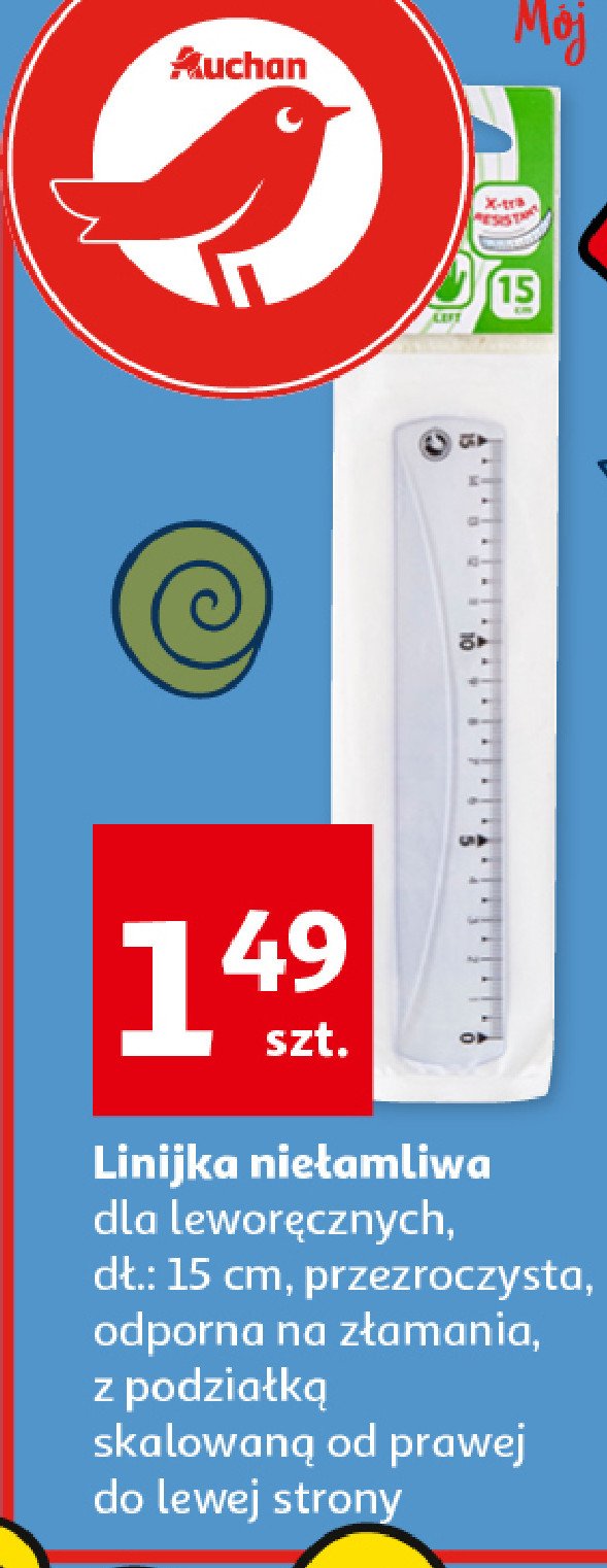 Linijka niełamliwa 15 cm Auchan promocja