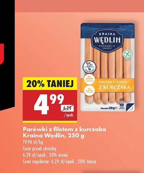 Parówki z filetem z kurczaka Kraina wędlin promocja w Biedronka