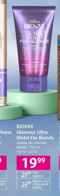 Maska regenerująca tonująca do włosów Biovax ultra violet for blonds promocja