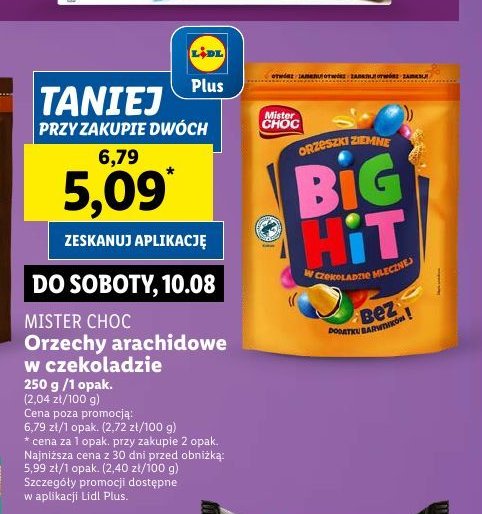 Orzechy arachidowe w czekoladzie big hit Mister choc promocja