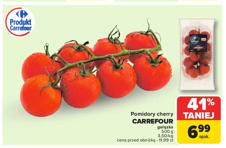 Pomidory cherry gałązka Carrefour targ świeżości promocja