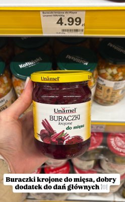 Buraczki krojone do mięsa Unámel promocja w Dino