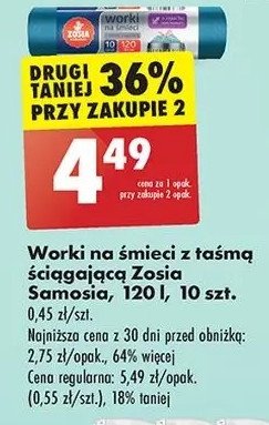 Worki na śmieci z taśmą 120 l Zosia samosia promocja