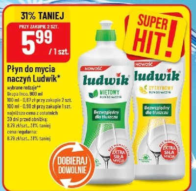 Płyn do mycia naczyń Ludwik promocja w POLOmarket