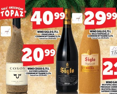 Wino Siglo 0,75l Rioja czerwone wytrawne 13,5% promocja w TOPAZ