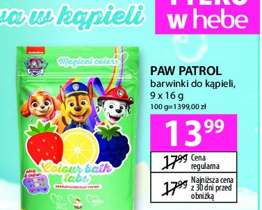 Barwniki do kąpieli psi patrol promocja